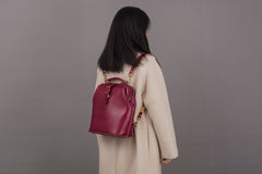 Handmade Womens Red Leather Doctor Backpack Purse Shoulder Doctor Handbag for Women