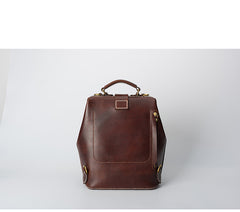 Handmade Womens Red Leather Doctor Backpack Purse Shoulder Doctor Handbag for Women