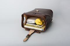 Handmade Womens Coffee Leather Doctor Backpack Purse Shoulder Doctor Handbag for Women