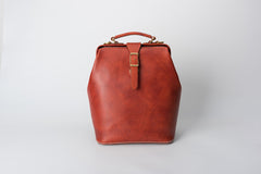 Handmade Womens Black Leather Doctor Backpack Purse Shoulder Doctor Handbag for Women
