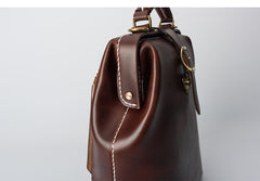 Handmade Womens Black Leather Doctor Backpack Purse Shoulder Doctor Handbag for Women