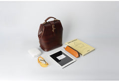 Handmade Womens Black Leather Doctor Backpack Purse Shoulder Doctor Handbag for Women