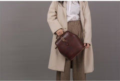 Handmade Womens Red Leather Doctor Backpack Purse Shoulder Doctor Handbag for Women
