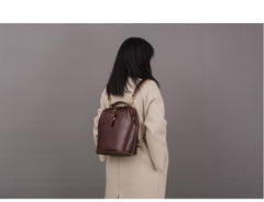 Handmade Womens Black Leather Doctor Backpack Purse Shoulder Doctor Handbag for Women