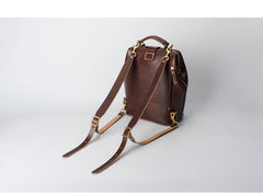 Handmade Womens Black Leather Doctor Backpack Purse Shoulder Doctor Handbag for Women
