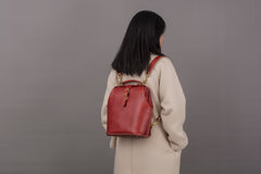 Handmade Womens Red Leather Doctor Backpack Purse Shoulder Doctor Handbag for Women