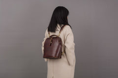 Handmade Womens Red Leather Doctor Backpack Purse Shoulder Doctor Handbag for Women