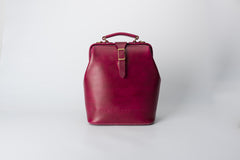 Handmade Womens Black Leather Doctor Backpack Purse Shoulder Doctor Handbag for Women