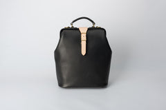 Handmade Womens Black Leather Doctor Backpack Purse Shoulder Doctor Handbag for Women