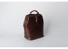 Handmade Womens Black Leather Doctor Backpack Purse Shoulder Doctor Handbag for Women