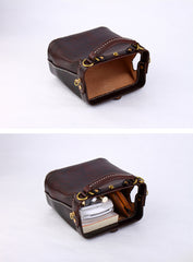 Handmade Womens Coffee Leather Mini doctor Handbag shoulder doctor bags for women