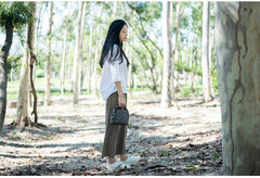 Handmade Womens Coffee Leather Mini doctor Handbag shoulder doctor bags for women