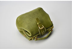 Handmade Womens Green Leather Small doctor Purse Green shoulder doctor bags for women