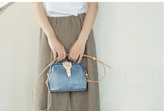 Handmade Womens Green Leather Small doctor Purse Green shoulder doctor bags for women