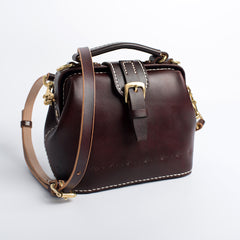 Handmade Womens Green Leather Small doctor Purse Green shoulder doctor bags for women