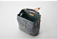 Handmade Womens Gray Leather Small doctor Purse Gray shoulder doctor bags for women