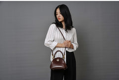 Handmade Womens Coffee Leather doctor Handbag Classic shoulder doctor bags Purse for women