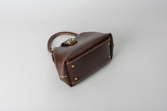 Handmade Womens Coffee Leather doctor Handbag Classic shoulder doctor bags Purse for women