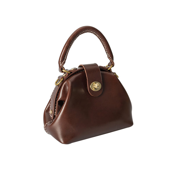 Handmade Womens Coffee Leather doctor Handbag Classic shoulder doctor bags Purse DB04891010