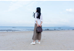 Handmade Womens Coffee Leather doctor Handbag shoulder doctor bags Purse for women
