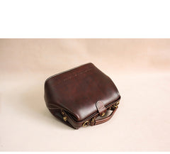 Handmade Womens Coffee Leather doctor Handbag shoulder doctor bags Purse for women