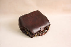 Handmade Womens Coffee Leather doctor Handbag shoulder doctor bags Purse for women
