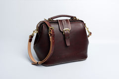 Handmade Womens Coffee Leather doctor Handbag shoulder doctor bags Purse for women