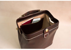 Handmade Womens Coffee Leather doctor Handbag shoulder doctor bags Purse for women