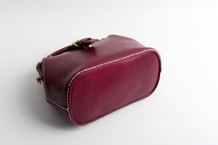Handmade Womens Dark Red Leather Small doctor Purse Raspberry shoulder doctor bags for women
