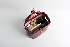 Handmade Womens Dark Red Leather Small doctor Purse Raspberry shoulder doctor bags for women