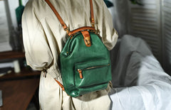 Handmade Womens Green Leather Doctor Backpack Purse Shoulder Doctor Handbags for Women