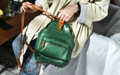 Handmade Womens Tan Leather Doctor Backpack Purse Shoulder Doctor Handbags for Women