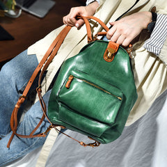 Handmade Womens Tan Leather Doctor Backpack Purse Shoulder Doctor Handbags for Women