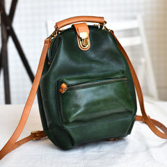 Handmade Womens Tan Leather Doctor Backpack Purse Shoulder Doctor Handbags for Women