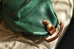 Handmade Womens Green Leather Doctor Backpack Purse Shoulder Doctor Handbags for Women