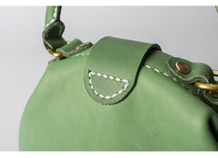 Handmade Womens Green Leather Mini Doctor Handbag Purse Green Shoulder Doctor Bags for Women