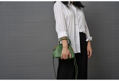 Handmade Womens Green Leather Mini Doctor Handbag Purse Green Shoulder Doctor Bags for Women