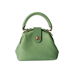 Handmade Womens Green Leather Mini Doctor Handbag Purse Green Shoulder Doctor Bags for Women