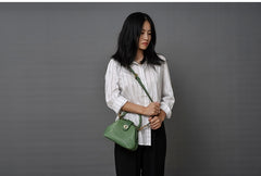 Handmade Womens Green Leather Mini Doctor Handbag Purse Green Shoulder Doctor Bags for Women