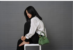 Handmade Womens Green Leather Mini Doctor Handbag Purse Green Shoulder Doctor Bags for Women