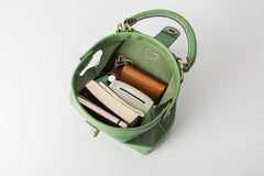 Handmade Womens Green Leather Mini Doctor Handbag Purse Green Shoulder Doctor Bags for Women