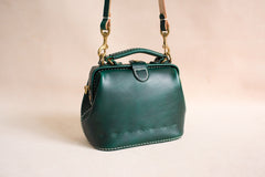 Handmade Womens Green Leather Mini doctor Handbag shoulder doctor bags for women