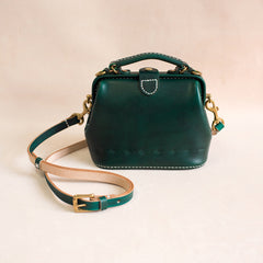 Handmade Womens Green Leather Mini doctor Handbag shoulder doctor bags for women