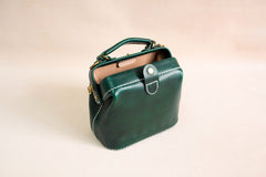 Handmade Womens Green Leather Mini doctor Handbag shoulder doctor bags for women