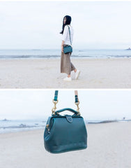 Handmade Womens Green Leather Mini doctor Handbag shoulder doctor bags for women