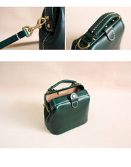 Handmade Womens Green Leather Mini doctor Handbag shoulder doctor bags for women