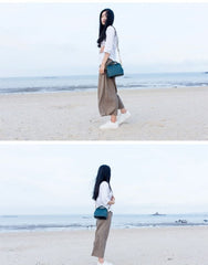 Handmade Womens Green Leather Mini doctor Handbag shoulder doctor bags for women