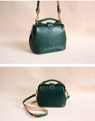 Handmade Womens Green Leather Mini doctor Handbag shoulder doctor bags for women
