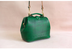 Handmade Womens Green Leather doctor Handbag shoulder doctor bags Purse for women