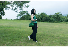 Handmade Womens Green Leather doctor Handbag shoulder doctor bags Purse for women